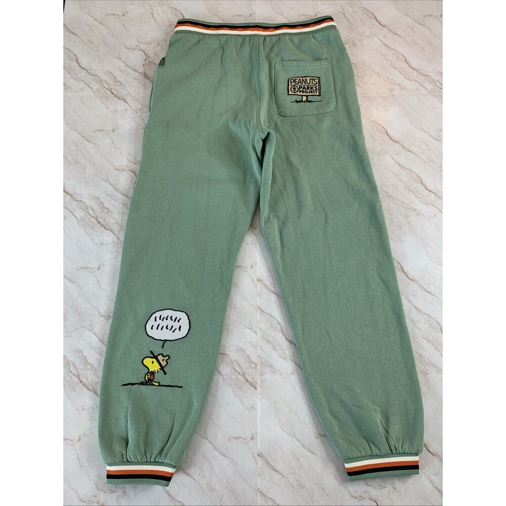 Parks Project x Peanuts Snoopy Green Jogger Sweatpants Sz Small Escape To Nature - Picture 9 of 16